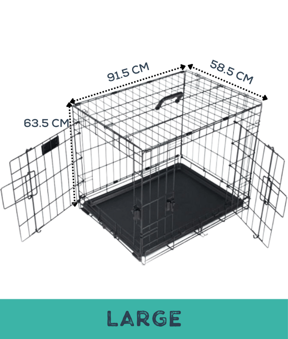 M-Pets - Cruiser Double Door Foldable Wire Dog Crate, Metal Training & Travel Crate - S, M, L, XL