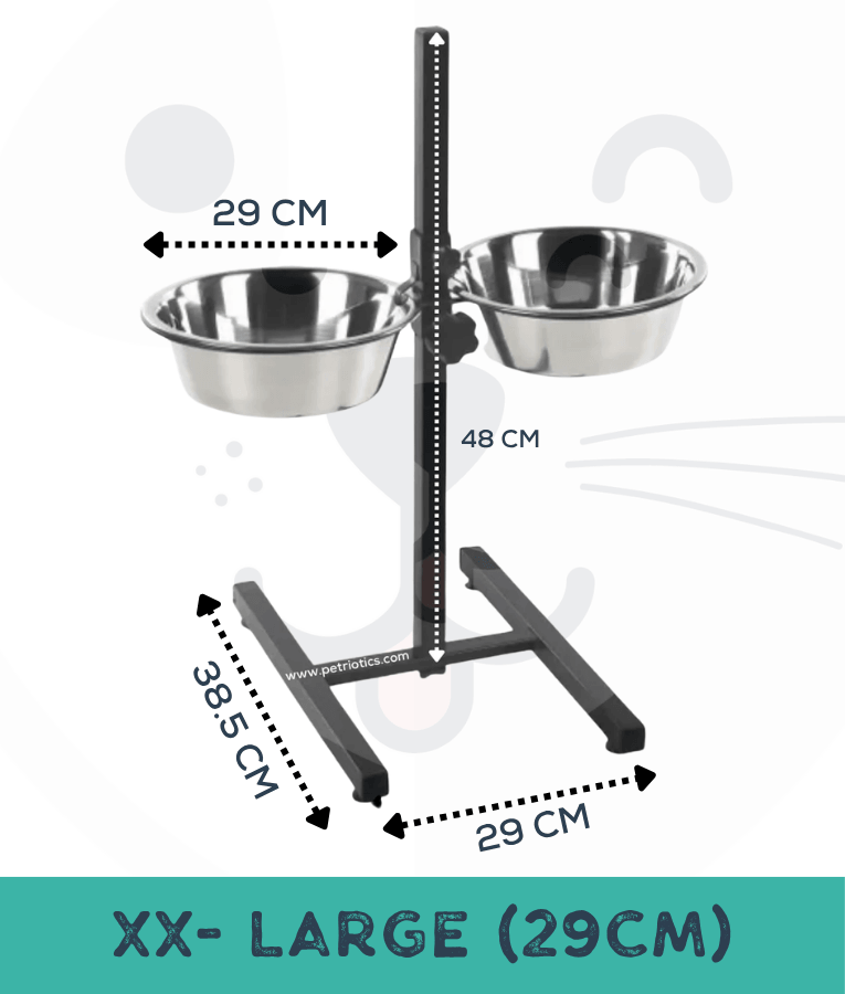 Duvo+ - Twin Feeder H-Stand With Bowls, Adjustable Height Stainless Steel Double Dog Bowl Stand, For Dogs - Size L / XL / XXL