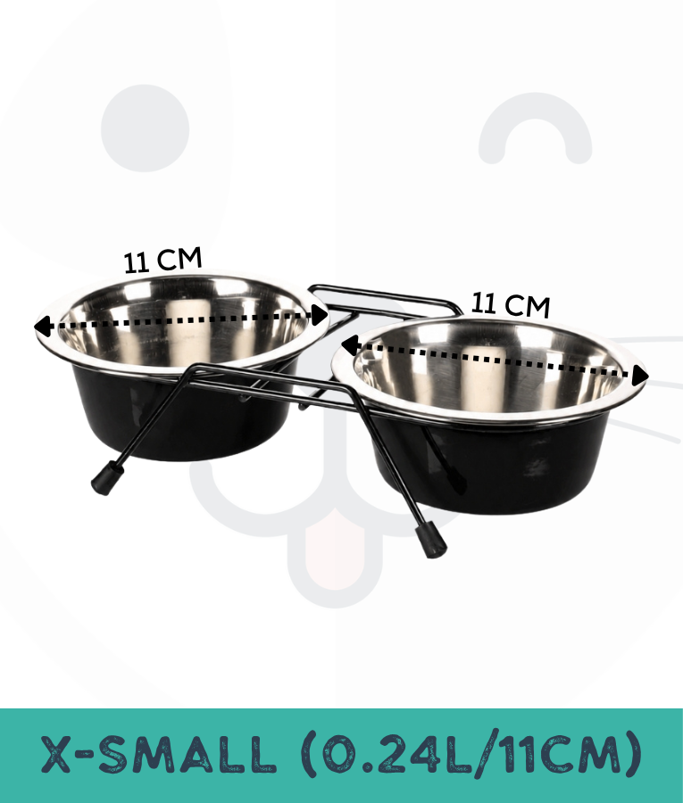 Duvo - Twin Feeders Dinner Set Wire Stand Bowl Black