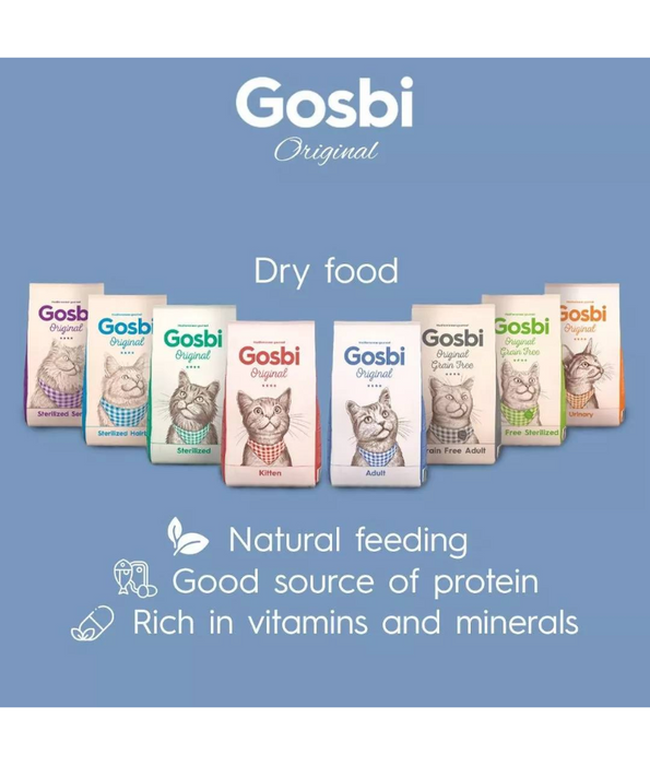 Gosbi - Original, Chicken, Salmon, and Tuna Adult Dry Cat Food – Complete Nutrition 1kg-3kg-12kg
