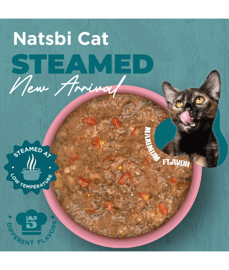 Gosbi - Natsbi Steamed, Beef in Broth Fresh Cat Food – Grain-Free, Complete Meal for All Life Stages – 80g