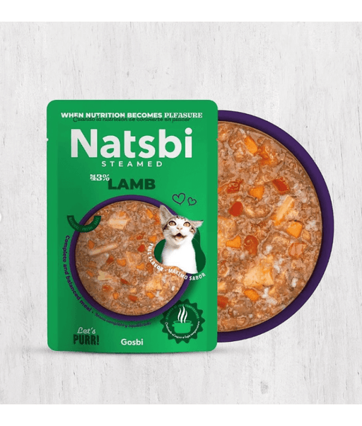 Gosbi - Natsbi Steamed, Lamb in Broth Fresh Cat Food - Grain Free, Complete Meal for All Life Stages - 80g