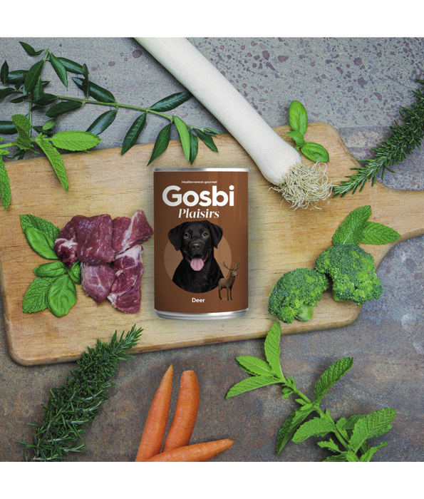 Gosbi - Plaisirs, Grain-Free Deer Complementary Wet Dog Food – Hypoallergenic, Monoprotein, All-Natural For Puppies & Adult Dogs185g