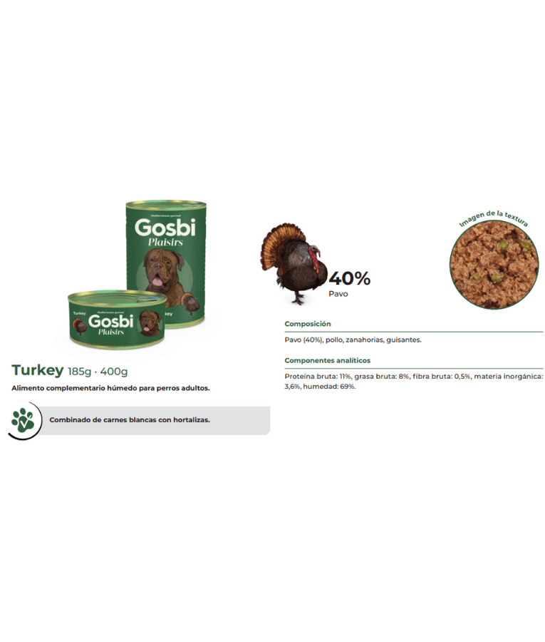 Gosbi - Plaisirs Grain-Free Turkey Adult Complementary Wet Dog Food – Joint Protection 185g-400g