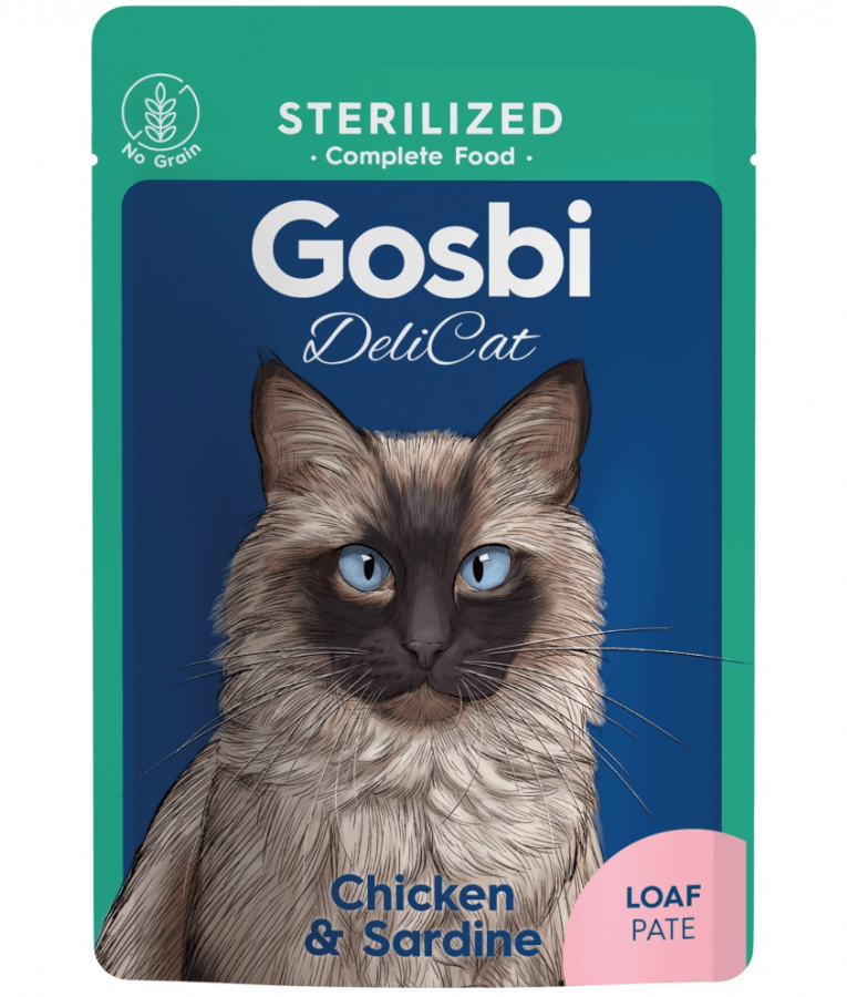 Gosbi - DeliCat, Chicken & Sardine, Grain-Free, Loaf Pate, Sterilized Adult Wet Cat Food - 70g