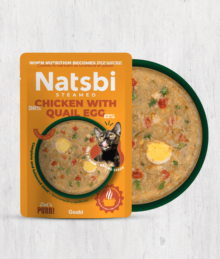 Gosbi - Natsbi, Steamed Cat Food, Chicken with Quail Egg, Grain-Free, High-Protein - 80g