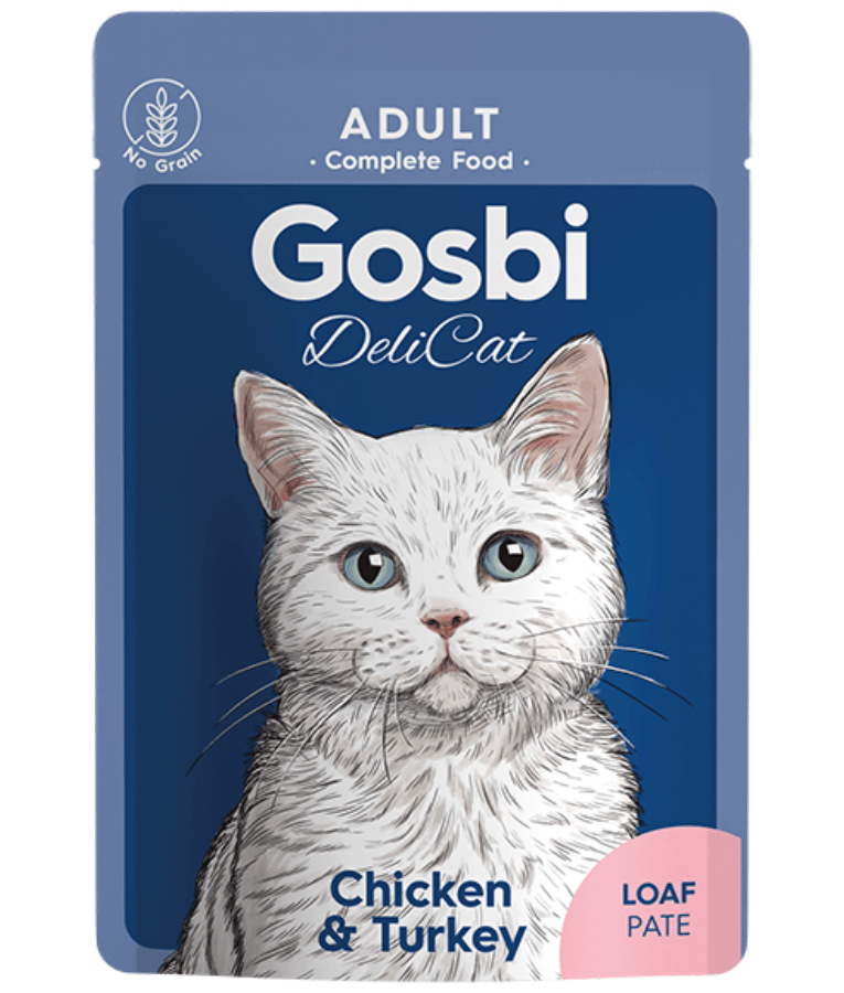 Gosbi - DeliCat, Chicken & Turkey, Grain-Free, Prebiotics, Loaf Pate, Adult Wet Cat Food - 70g