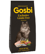 Gosbi – Exclusive, Duck and Fish Sterilized Adult Dry Cat Food, Grain-Free Formula - 400g, 2kg