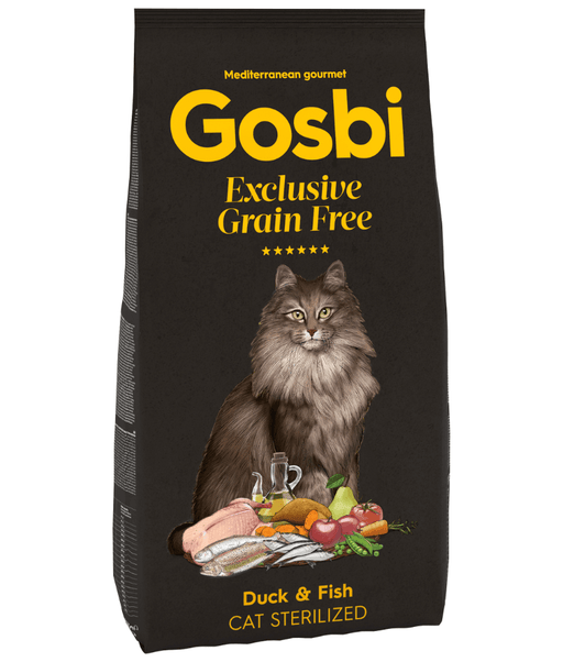 Gosbi – Exclusive, Duck and Fish Sterilized Adult Dry Cat Food, Grain-Free Formula - 400g, 2kg