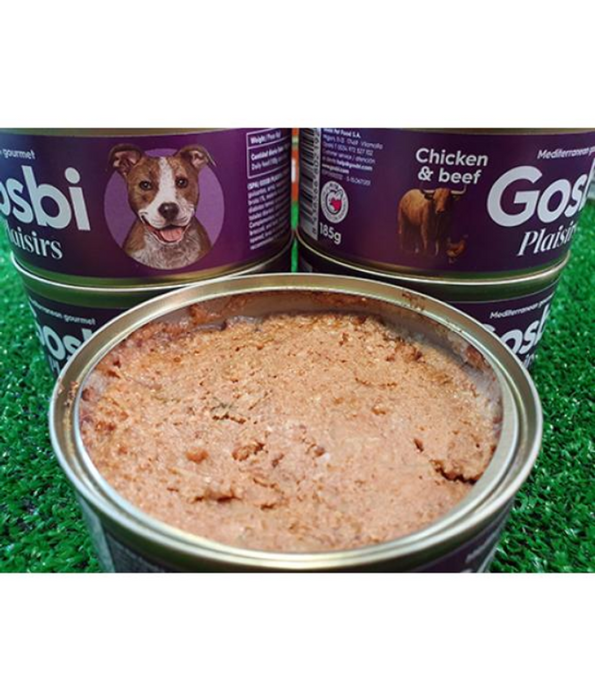 Gosbi - Plaisirs, Grain-Free Chicken & Beef Adult Complementary Wet Dog Food 185g