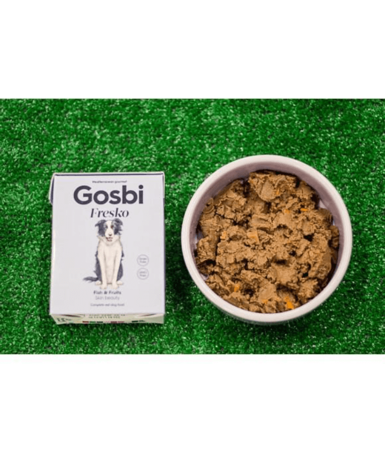 Gosbi - Fresko, Grain-Free Fish and Fruits Adult Complete Wet Dog Food – Hypoallergenic Hair and Skin Support, All Natural 375g