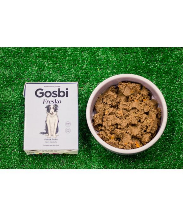 Gosbi - Fresko, Grain-Free Fish and Fruits Adult Complete Wet Dog Food – Hypoallergenic Hair and Skin Support, All Natural 375g