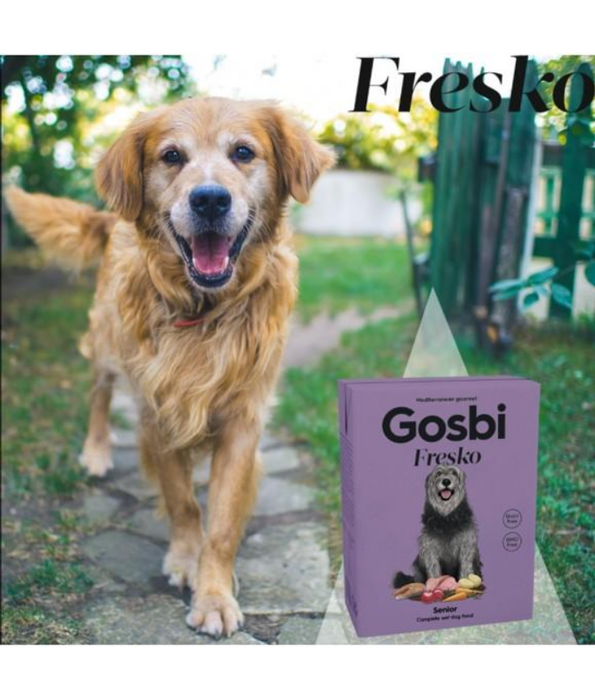 Gosbi - Fresko, Grain-Free Turkey and Salmon Senior Complete Wet Dog Food – Joint and Cognitive Support, All Natural 375g