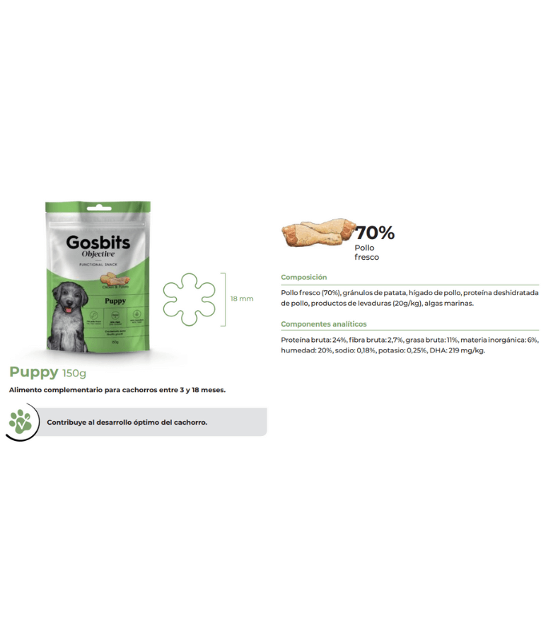 Gosbi - Gosbits Objective, Chicken Puppy Dog Treats For Development, All Natural 150g