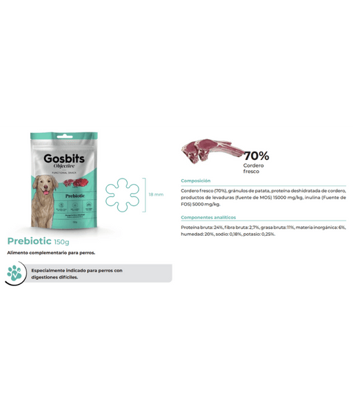 Gosbi - Gosbits Objective, Lamb Adult and Senior Dog Treats – Prebiotic, Gastrointestinal Disorders, All Natural 150g
