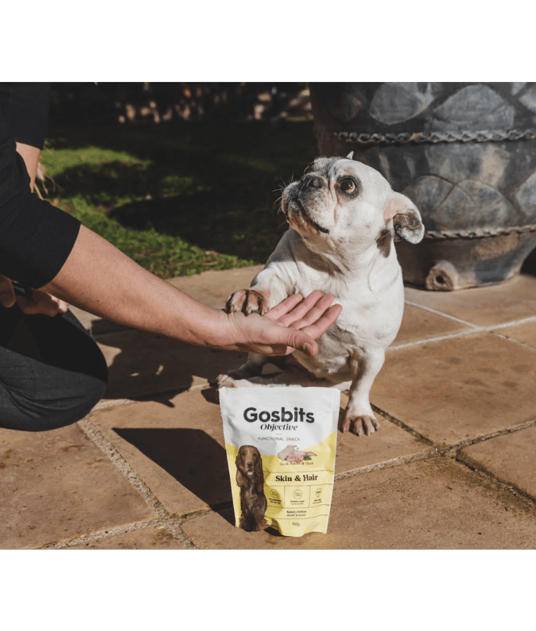 Gosbi - Gosbits Objective, Quail, Rabbit & Duck Adult Dog Treats – Skin and Hair, Healthy & Dense Coat All Natural 150g