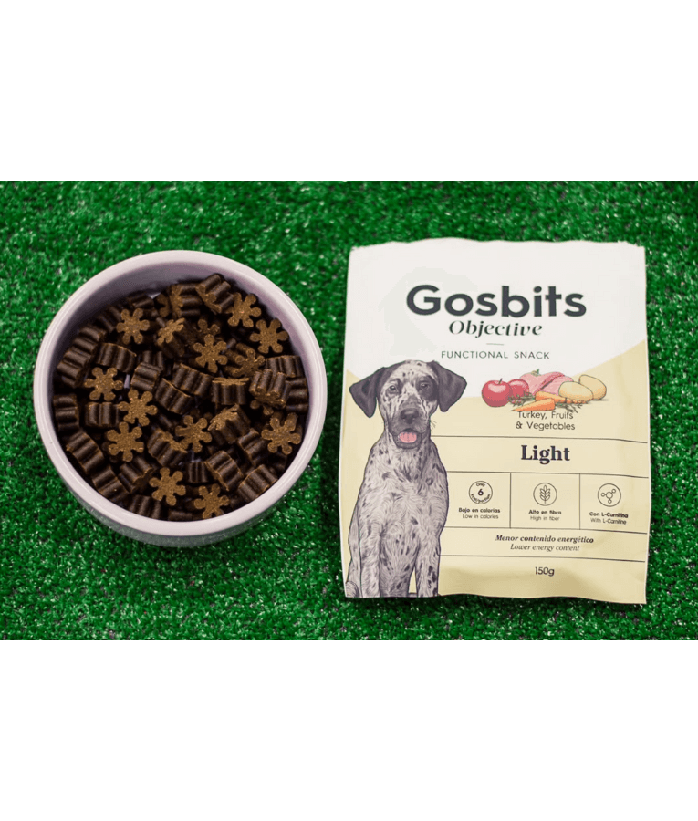 Gosbi - Gosbits Objective, Turkey Adult Dog Treats – Light, High Fiber, Low Calories, All Natural 150g