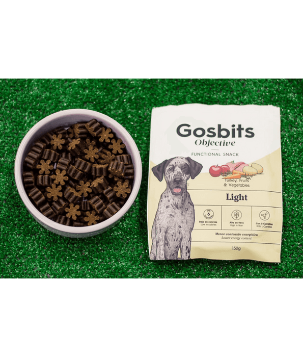 Gosbi - Gosbits Objective, Turkey Adult Dog Treats – Light, High Fiber, Low Calories, All Natural 150g