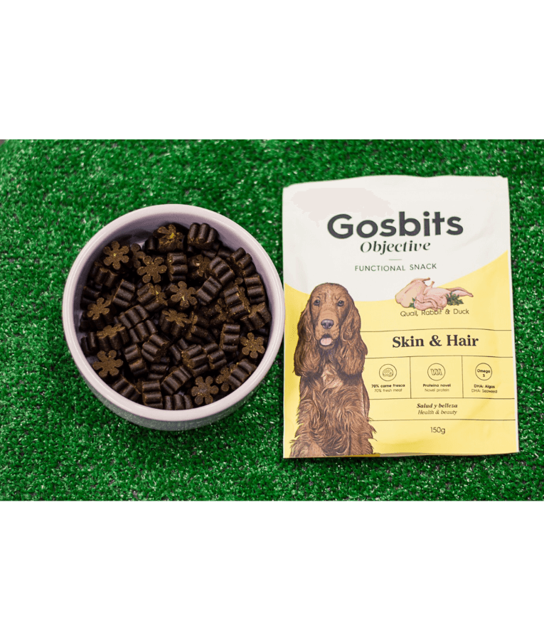 Gosbi - Gosbits Objective, Quail, Rabbit & Duck Adult Dog Treats – Skin and Hair, Healthy & Dense Coat All Natural 150g