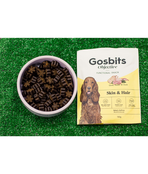 Gosbi - Gosbits Objective, Quail, Rabbit & Duck Adult Dog Treats – Skin and Hair, Healthy & Dense Coat All Natural 150g