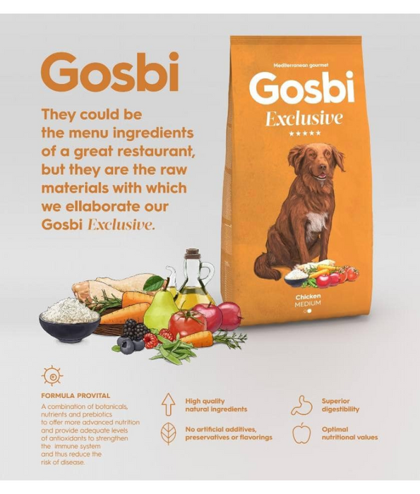 Gosbi - Exclusive, Hypoallergenic Chicken Adult Dry Dog Food For Medium Breeds 3kg-12kg
