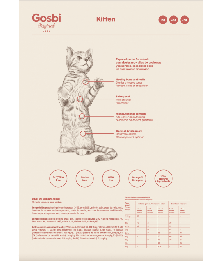 Gosbi - Original, Chicken, Salmon, and Tuna Kitten Dry Cat Food – Growth Formula 1kg
