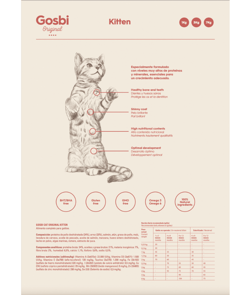 Gosbi - Original, Chicken, Salmon, and Tuna Kitten Dry Cat Food – Growth Formula 1kg