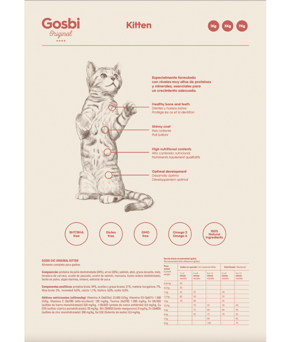 Gosbi - Original, Chicken, Salmon, and Tuna Kitten Dry Cat Food – Growth Formula 1kg