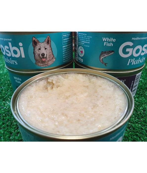 Gosbi - Plaisirs, Grain-Free White Fish Adult Complementary Wet Dog Food – Low Calories, All-Natural 185g-370g