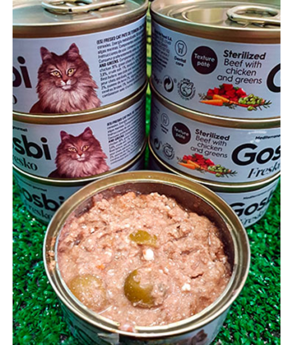 Gosbi - Fresko, Beef, Chicken, and Vegetables Sterilized Complementary Adult Wet Cat Food – Grain-Free 70g