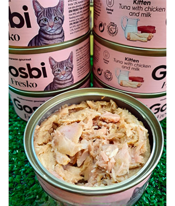 Gosbi - Fresko, Tuna, Chicken, and Milk Kitten Complementary Wet Cat Food – 70g