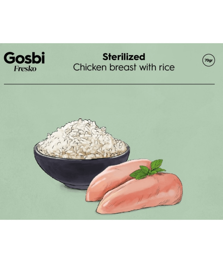 Gosbi - Fresko, Chicken Breast and Rice Sterilized Complementary Adult Wet Cat Food – 70g