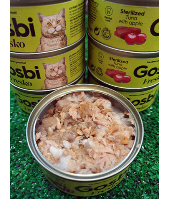 Gosbi - Fresko, Tuna and Apple Sterilized Complementary Adult Wet Cat Food – 70g