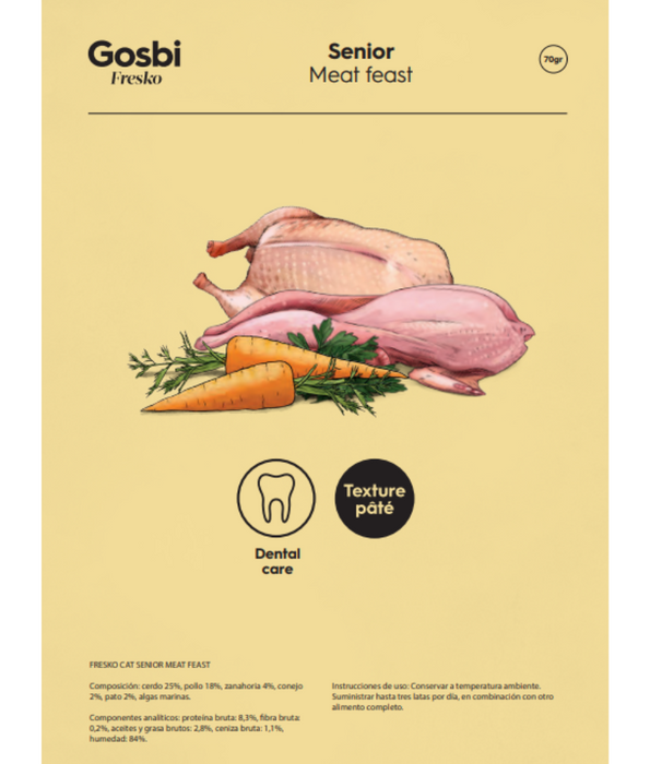 Gosbi - Fresko, Pork and Chicken Senior and Sterilized Complementary Wet Cat Food – Grain-Free 70g