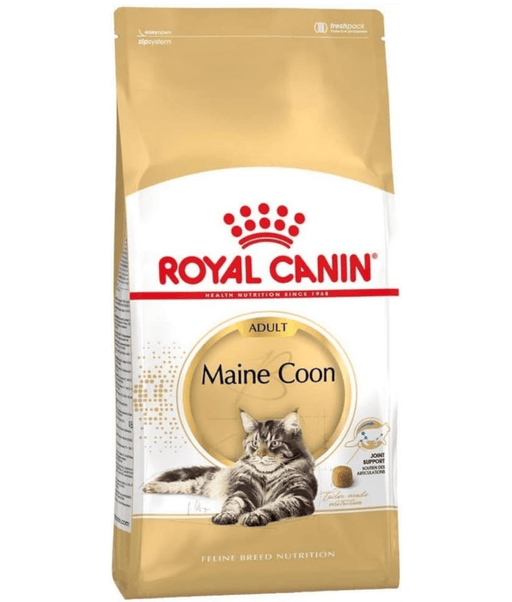 Royal Canin - Maine Coon Adult Dry Cat Food - 2kg bag featuring a Maine Coon cat on the packaging.
