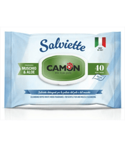 Camon - Salviette Cleansing Pet Wipes Muschio & Aloe – Alcohol & Paraben Free - 40 Sheets package front view.