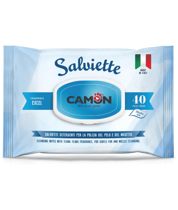 Camon - Salviette Cleansing Pet Wipes - Excel Scent Wipes - 40 Sheets packaging with ylang-ylang fragrance