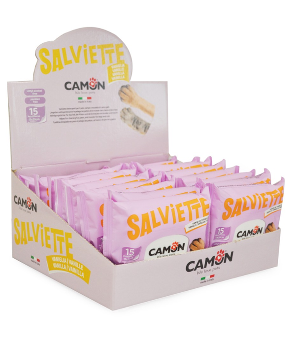Camon - Salviette Cleansing Pet Wipes -Vanilla Pocket Wipes - 15 Sheets