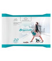 Camon - Ingenya Bergamot Citrus Pet Cleansing Wipes - Pocket Wipes, 20 Sheets packaging showcasing cleansing wipes for pets.