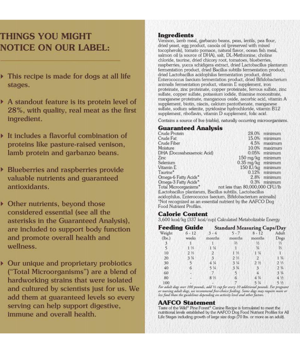 Taste Of The Wild - Pine Forest Formula - Venison & Legumes - Grain Free Dry Dog Food - 12.2kg