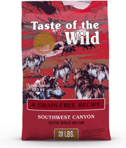 Taste of the Wild - Southwest Canyon - Wild Boar, Beef & Lamb - Grain Free Dry Dog Food - 12.2kg packaging with wild boar graphics.