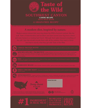 Taste of the Wild - Southwest Canyon - Wild Boar, Beef & Lamb - Grain Free Dry Dog Food - 12.2kg nutritional information.