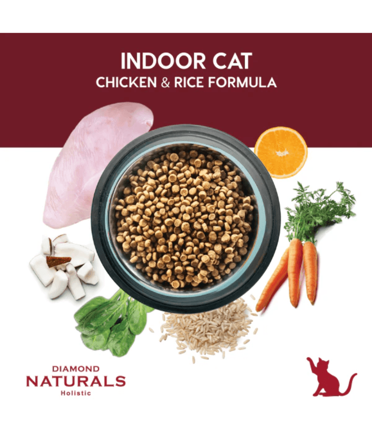 Diamond Naturals - Indoor Chicken & Rice Cat Adult Dry Food - Hairball Control - 3kg