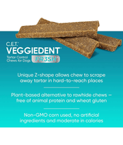 Virbac - Veggiedent FRESH Dental Chews, Plant-Based Formula, Dental & Digestive Support S- M, Z-shaped design.