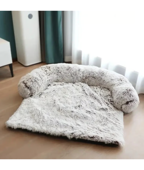 Tall Tails – Dream Chaser Anywhere Cuddler Dog Bed, White Faux Fur, Anti-Slip, Washable – 105×90×9 cm