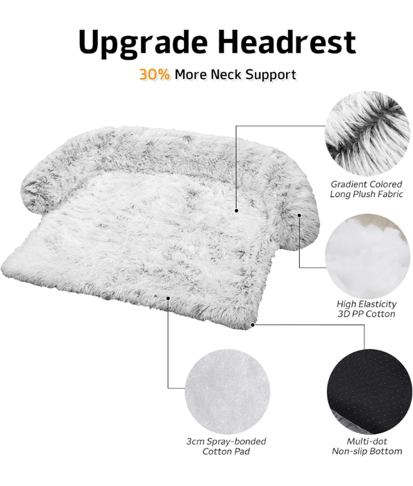 Tall Tails – Dream Chaser Anywhere Cuddler Dog Bed, White Faux Fur, Anti-Slip, Washable – 105×90×9 cm