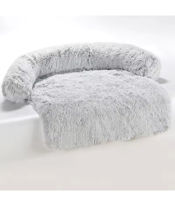 Tall Tails – Dream Chaser Anywhere Cuddler Dog Bed, White Faux Fur, Anti-Slip, Washable – 105×90×9 cm
