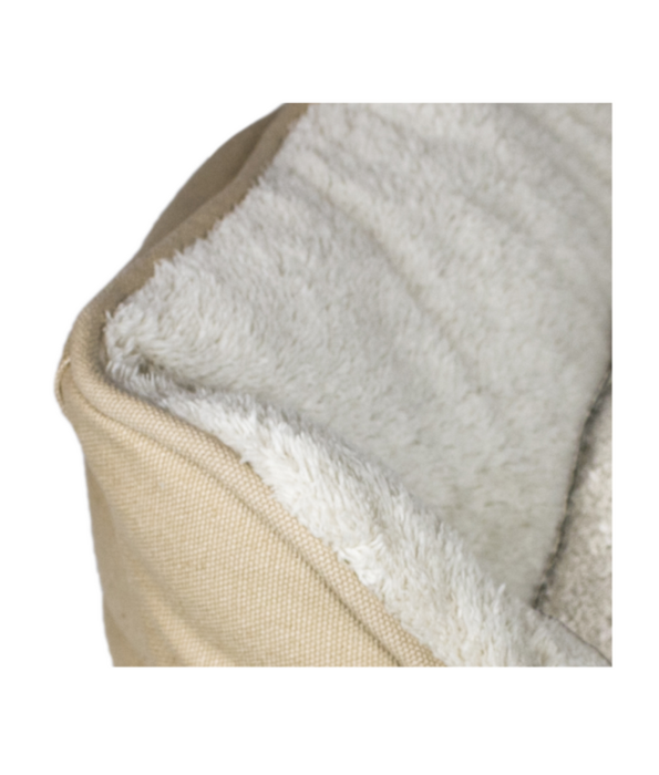 Tall Tails – Dream Chaser Bolster Dog Bed, Khaki, Reversible Fleece & Canvas – 84×71×24 cm