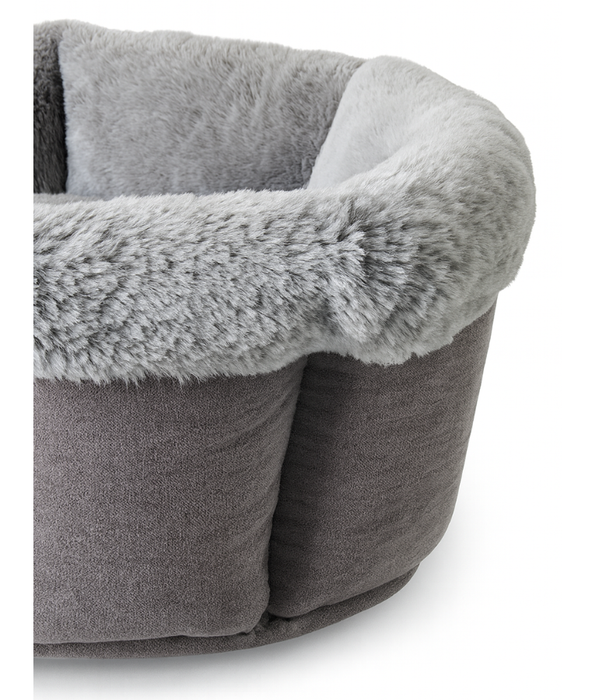 PawComfort – Plush Round Dog & Cat Bed, Faux Fur, Ultra Soft, Cozy Bolster Support – 60 cm
