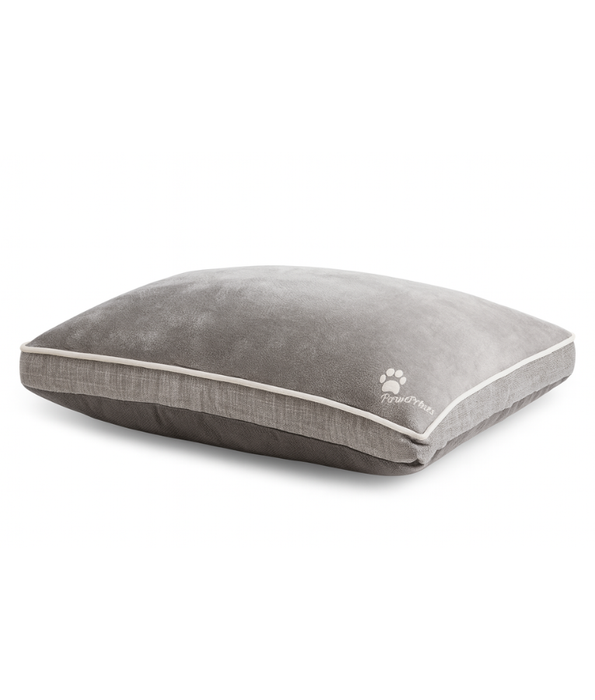 Paw Prints - Plush Rectangular Dog Bed, Faux Fur & Fabric, Anti-Slip, Washable - 105 x 74 x 12 cm